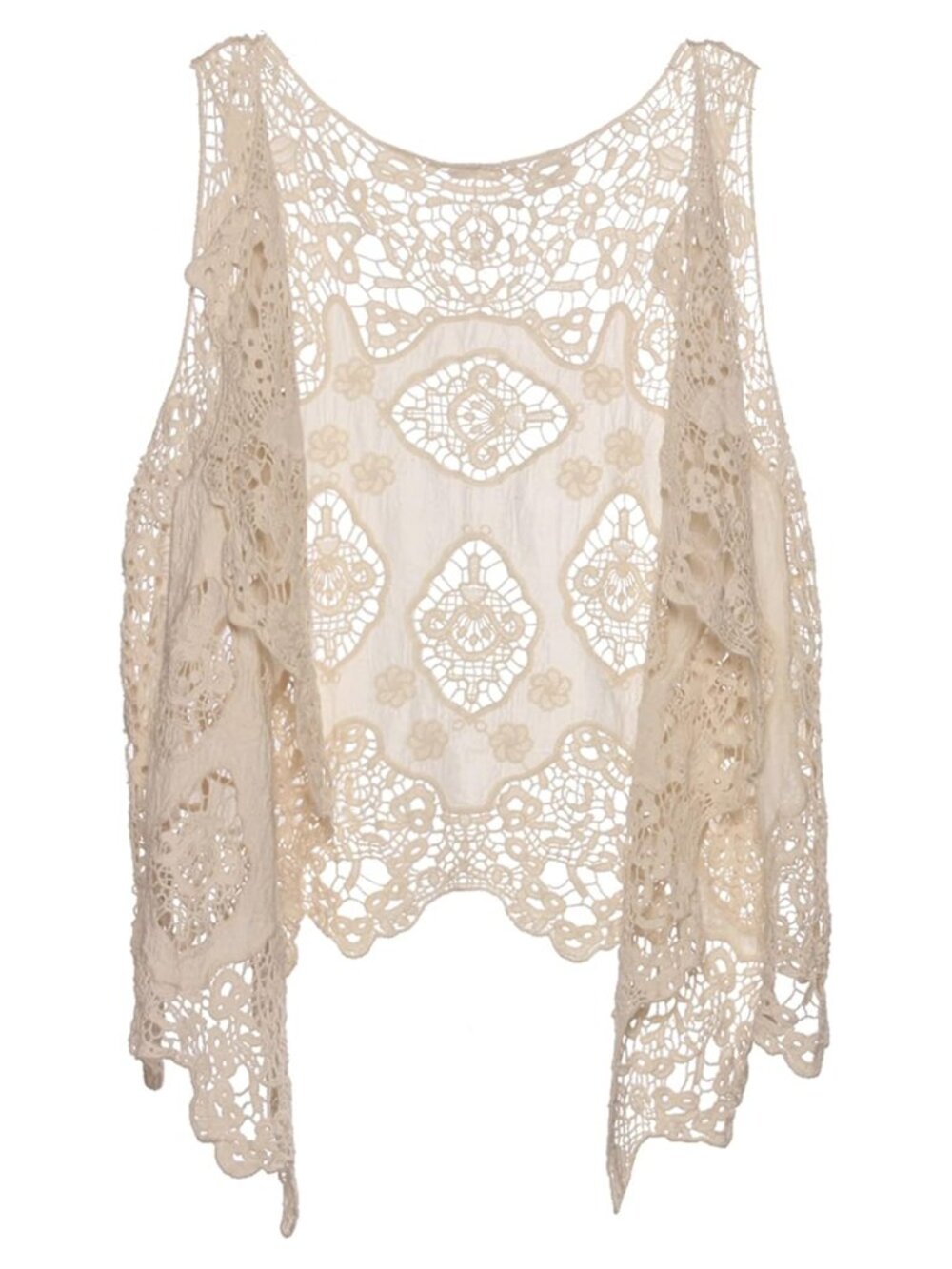 Women's Sleeveless Open Stitch Crochet Cardigan Vest Boho Summer
